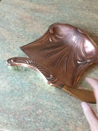 Orig Antique Art Nouveau Copper Dust/crumb Tray & Brush.  C1890 - 1900