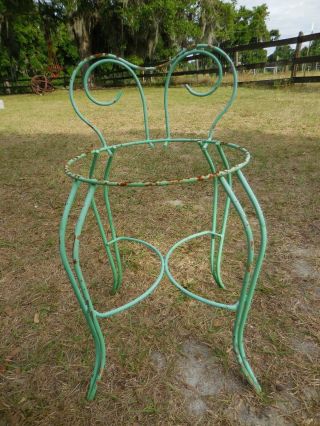 Vintage Wrought Iron Metal Vanity Chair Stool Bench Parlor Seat Plant Holder