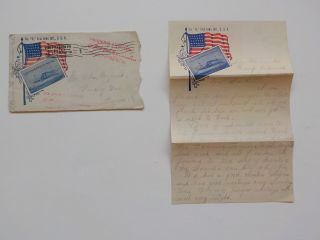 Spanish - American War Letter 1898 Remember The Maine 51st Iowa Patriotic Cover