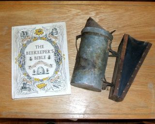 Antique Bee Keeper Hive Smoker Tool & Bee Keepers Bible