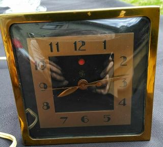 General Electric Art Deco Metal And Glass Electric Standing Clock