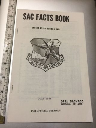 1986 July Usaf Sac Strategic Air Command Facts 85 Pp Book For Official Use Only