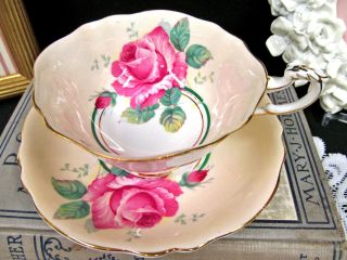 Paragon Tea Cup And Saucer Rose Pink & Peach Teacup Wide Mouth Set