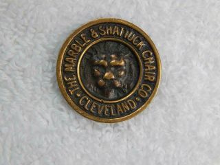 Antique Marble & Shattuck Chair Co.  Lions Head Brass Tag Token Medallion