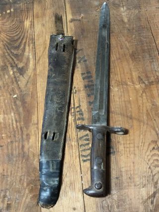 Antique Military Knife Bayonet For Us Crag Rifle Model 1902 3 Leaf Clover Sheath