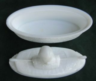 Admiral Dewey Milk Glass Butter Dish 3