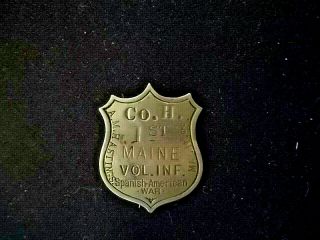 Spanish American War 1898 Pinback,  Co.  H 1st Maine Vol.  Inf. ,  A.  M.  Hastings