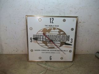 Old Advertising Electric Wall Clock Clay Center Kansas Hutchinson Mfg