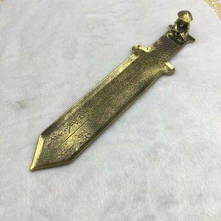 Chinese Old Brass Carving Geezer Sword Model Incense Incense Inserted C01