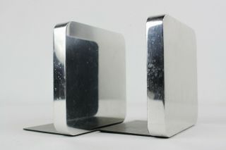 Vintage Bpc Industries Mid Century Modern Industrial Polished Aluminum Bookends