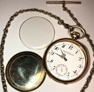 Vintage ANTIQUE Patek Philippe Fine 18K Gold Men’s POCKET WATCH Pocketwatch &Fob 10