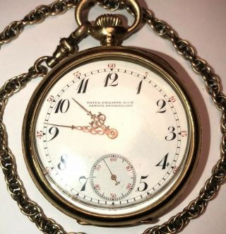 Vintage Antique Patek Philippe Fine 18k Gold Men’s Pocket Watch Pocketwatch &fob