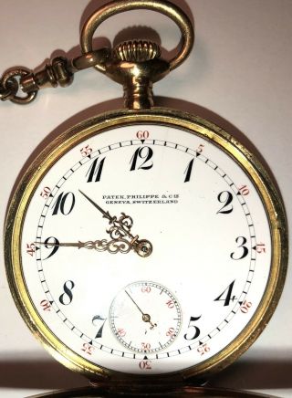 Vintage ANTIQUE Patek Philippe Fine 18K Gold Men’s POCKET WATCH Pocketwatch &Fob 2