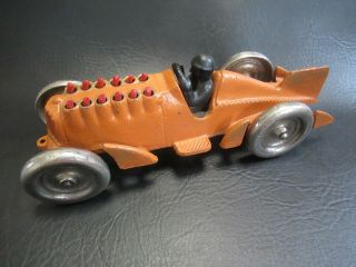 Hubley Vintage Cast Iron Toy Race Car With Moving Pistons