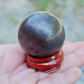 69g - 34mm Leklai Ball Black Color Umklum Mountain Thai Buddha Amulet With Base