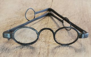 Rare Antique 18th C Spectacles Steel Iron Folding Eyeglasses Glasses Franklin