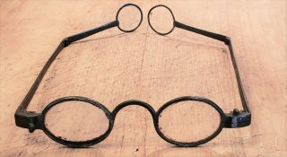 RARE Antique 18th C SPECTACLES Steel Iron FOLDING EYEGLASSES Glasses FRANKLIN 2