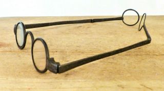 RARE Antique 18th C SPECTACLES Steel Iron FOLDING EYEGLASSES Glasses FRANKLIN 4