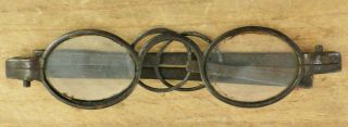 RARE Antique 18th C SPECTACLES Steel Iron FOLDING EYEGLASSES Glasses FRANKLIN 5