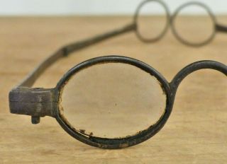 RARE Antique 18th C SPECTACLES Steel Iron FOLDING EYEGLASSES Glasses FRANKLIN 6
