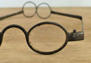 RARE Antique 18th C SPECTACLES Steel Iron FOLDING EYEGLASSES Glasses FRANKLIN 7