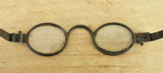 RARE Antique 18th C SPECTACLES Steel Iron FOLDING EYEGLASSES Glasses FRANKLIN 8