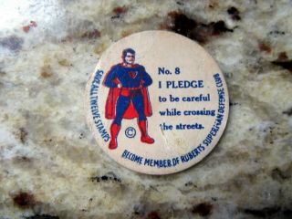 Very Rare 1941 Superman Defense Club Stamp Milk Cap Roberts Dairy Comic Premium