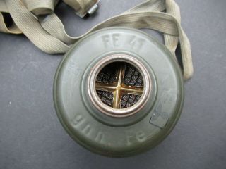 Pristine Late war 1944 WWII German Wehrmacht gas mask GM - 38 with Fe41 filter 8