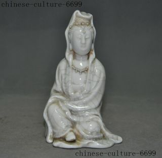 China White Porcelain Glaze Carving Buddhism Kwan - Yin Guanyin Bodhisattva Statue