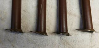 Mid Century Modern (4) Wood/Brass Furniture Chair Legs 15”,  / - Coffee End Table 4