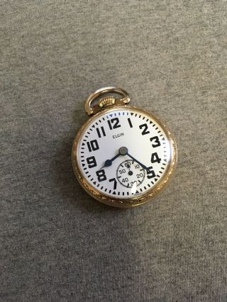 Vintage Pocket Watch Elgin 1968 France,  Railroad Style,  10K rolled Gold,  16S,  17J 2