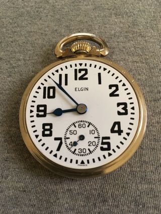 Vintage Pocket Watch Elgin 1968 France,  Railroad Style,  10K rolled Gold,  16S,  17J 3