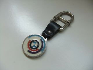 Vintage 1980 ' s BMW Motorsport Key Ring.  Leather Enamel Keychain 4