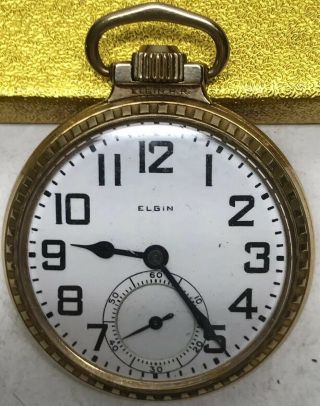 Vintage 1922 Elgin Rr Railroad 21 Jewels B.  W Raymond Pocket Watch Runs 12kt Gold