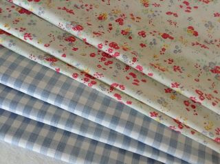 Antique/vintage French Fabric Coordinates Bundles Project Sewing Floral Checks