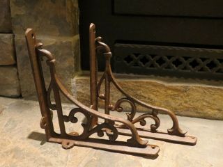 Set Of 2 Extra Large Cast Iron Expresso Scroll Shelf Bracket,  Brace,  9 " X 9 "