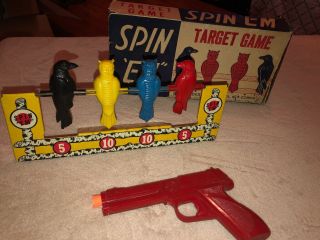 Vintage Wyandotte Tin Spin Em Target Game And Very Rare Gun