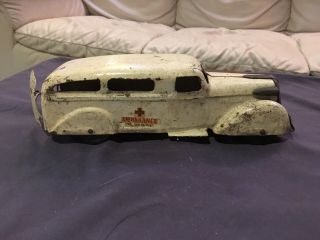 Vintage Wyandotte White Ambulance Antique Pressed Steel Metal 1930 