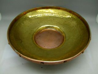 Antique Arts And Crafts Copper & Brass Fruit Bowl Alms Dish Plate Vintage