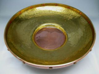 antique arts and crafts copper & brass fruit bowl alms dish plate vintage 8