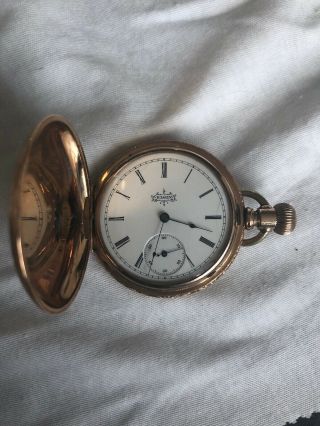 Antique/vintage Victorian Elgin Pocket Watch Gold Filled Hunters Case.