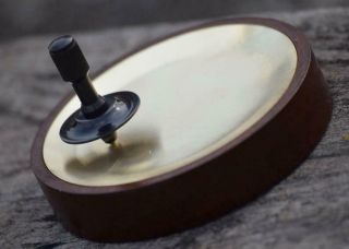 Brass Precise Spinning Top Black Coated With Fine Wooden Spinning Base