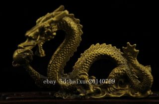 China Old Antique Hand Made Brass Dragon Statue Collect B01