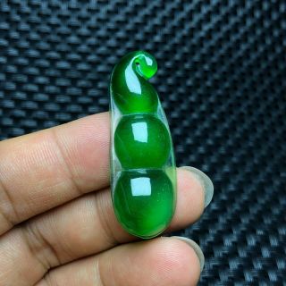 Rare Collectible Chinese Handwork Green Ice Jadeite Jade Fortune Beans Pendant