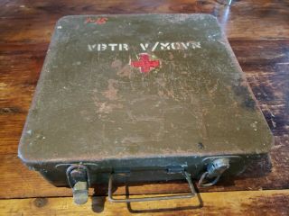 Vintage Wwii/ww2 First Aid Kit Box German ? Dutch ? Military Metal Medical Kit