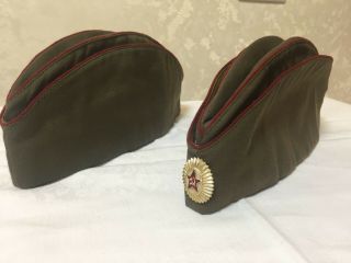 Ussr Army Officer 2 Garrison Hats " Pilotka " In Size 58,  60.