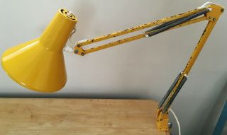 Vintage/retro Yellow Hcf Denmark Adjustable Anglepoise Type Lamp/light & Clamp