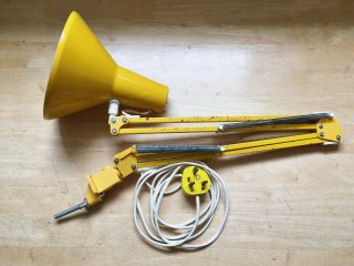 Vintage/Retro Yellow HCF Denmark Adjustable Anglepoise Type Lamp/Light & Clamp 5