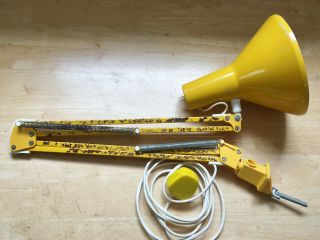 Vintage/Retro Yellow HCF Denmark Adjustable Anglepoise Type Lamp/Light & Clamp 8