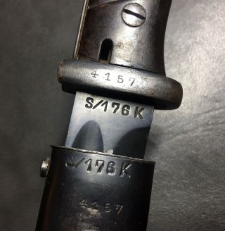 1934 Made Matching Ww2 German Mauser K98 Bayonet And Scabbard